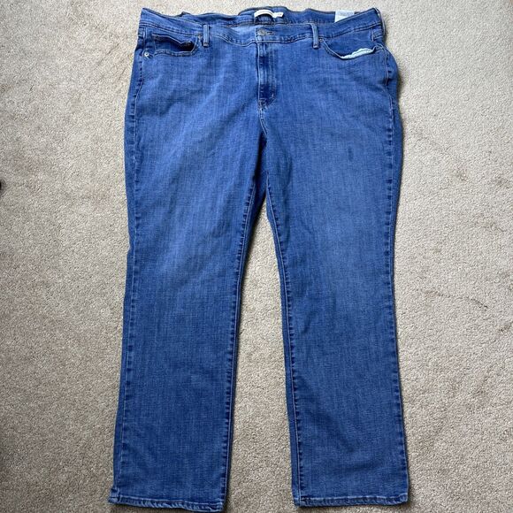 Levis Jeans Womens Plus Size 24W (42x 28) Classic Straight Blue Denim Stretch - Picture 1 of 11